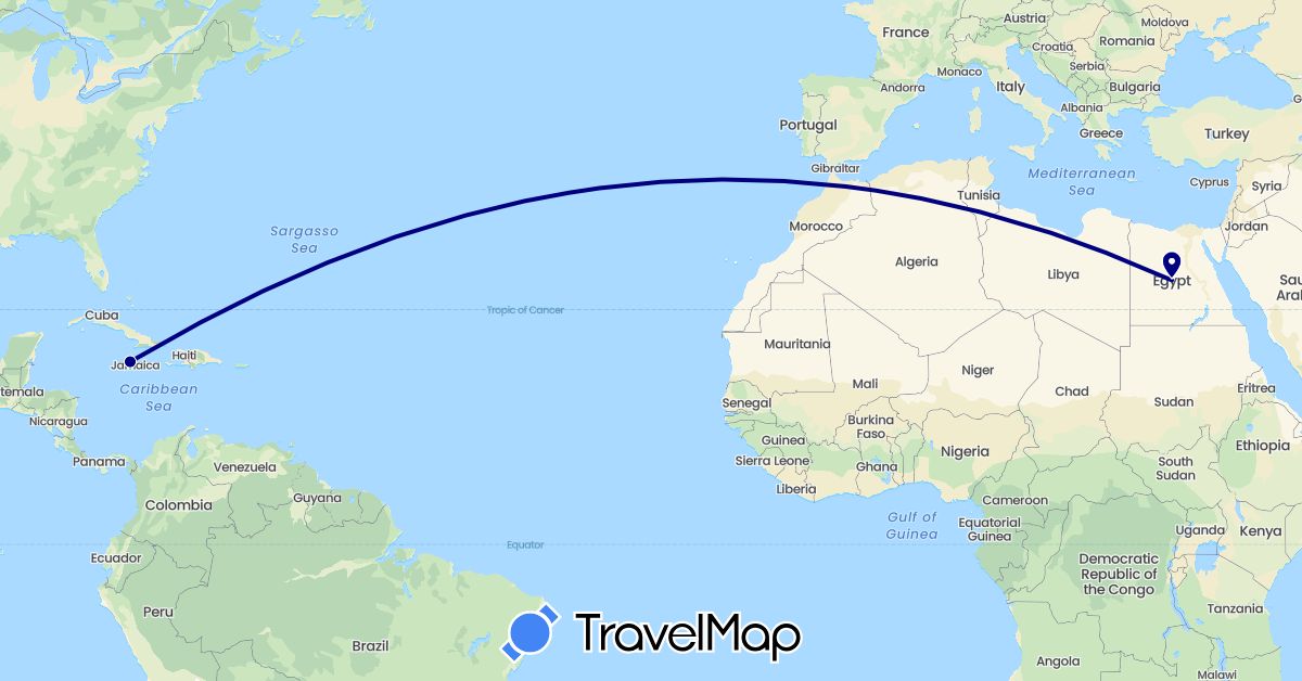 TravelMap itinerary: driving in Egypt, Jamaica (Africa, North America)
